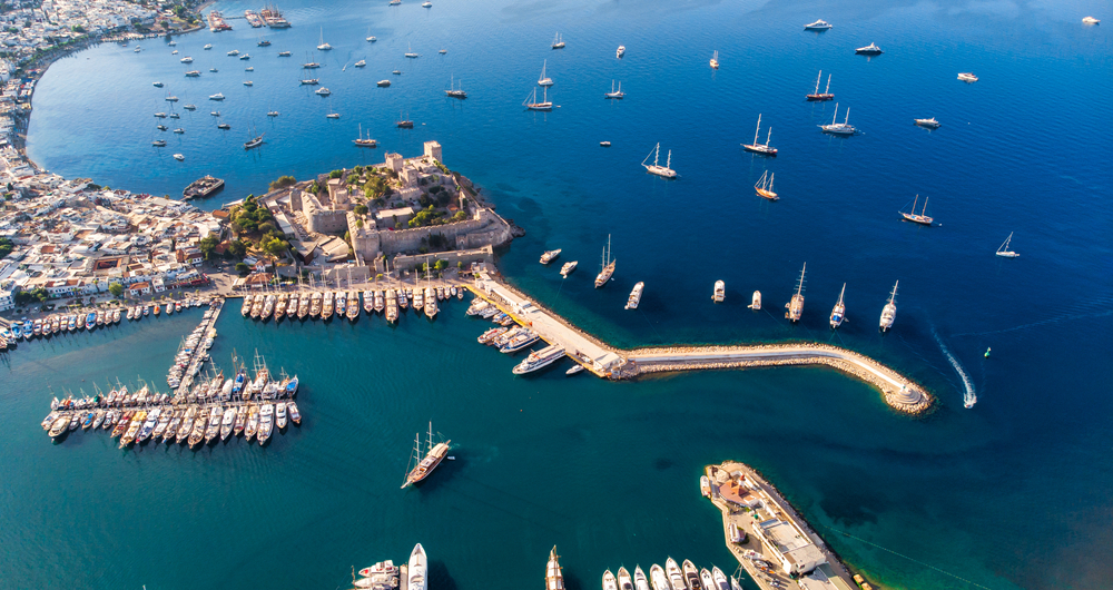 Birdseye view of Turkish marina.