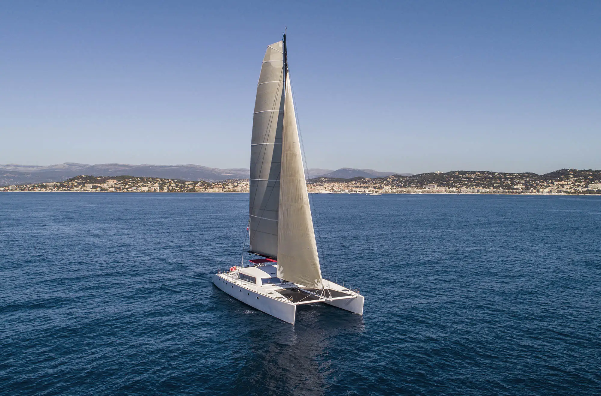 Moncada's fleet the Taj Catmaran cruising through the water.