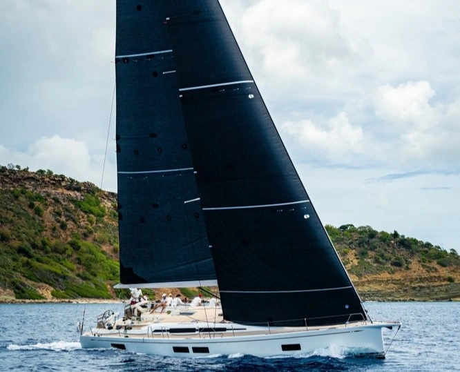 A sailing yacht in peak conditions.