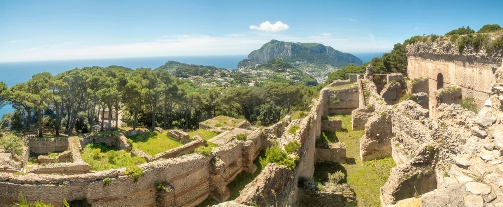 The ruins of Emperor Tiberius' Villa Jovis on the island of Capri.
