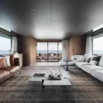The salon of Moncada's Malkia charter yacht.
