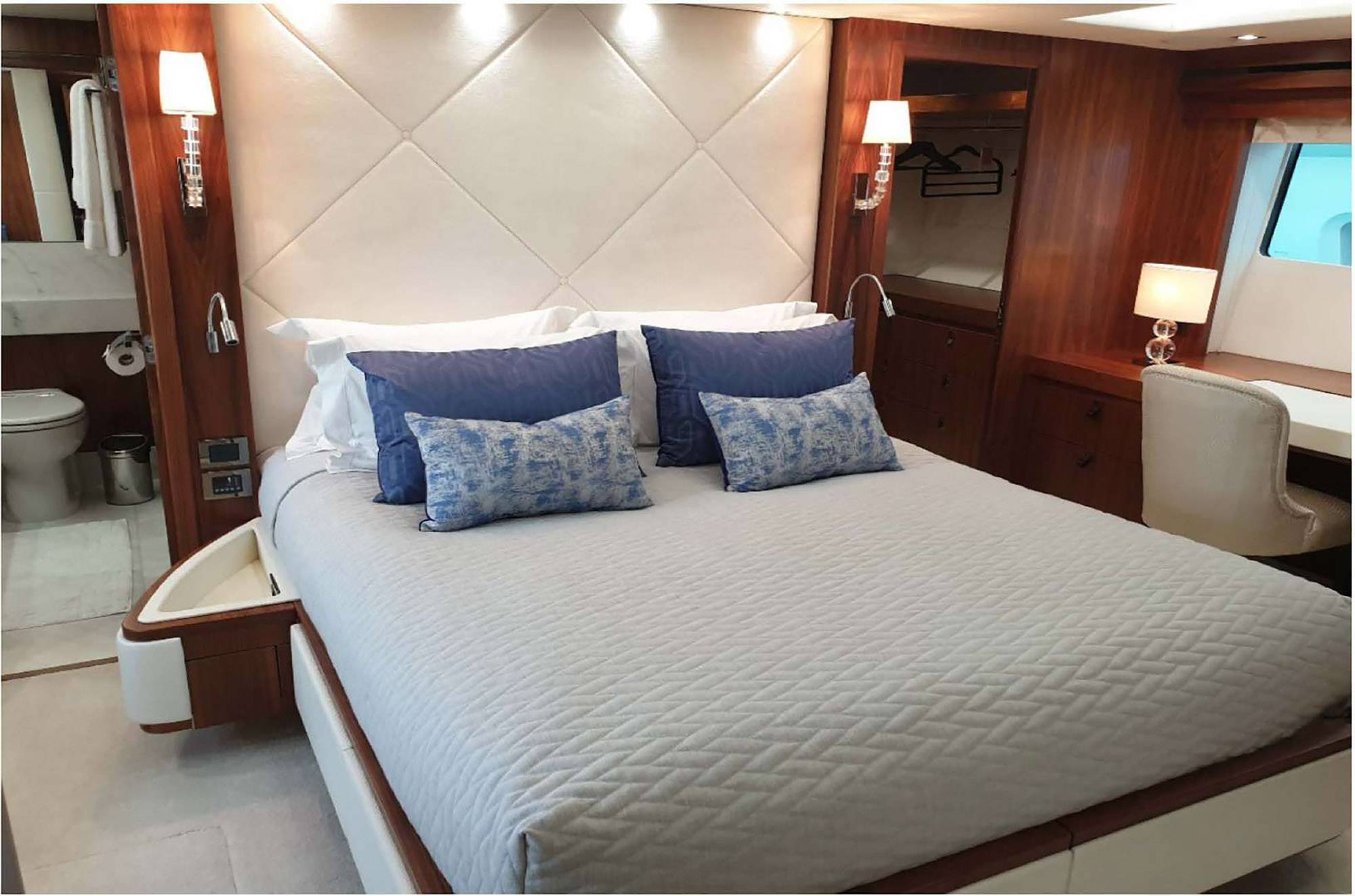 Sunseeker 86 motor yacht. Master cabin