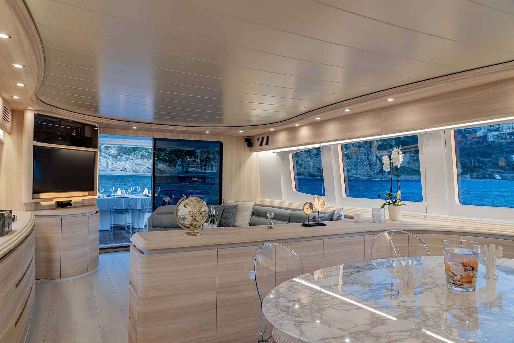 Salon and dining room luxury Motor Yacht  