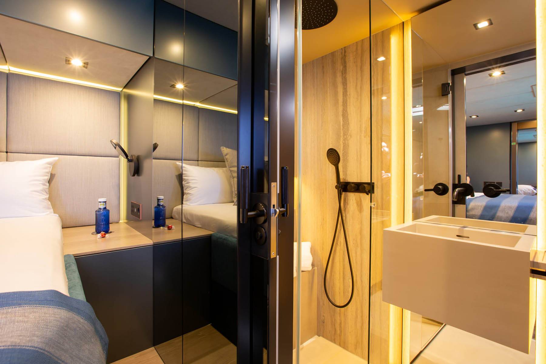 Sunreef Catamaran Sunbreeze En suite bathroom with shower
