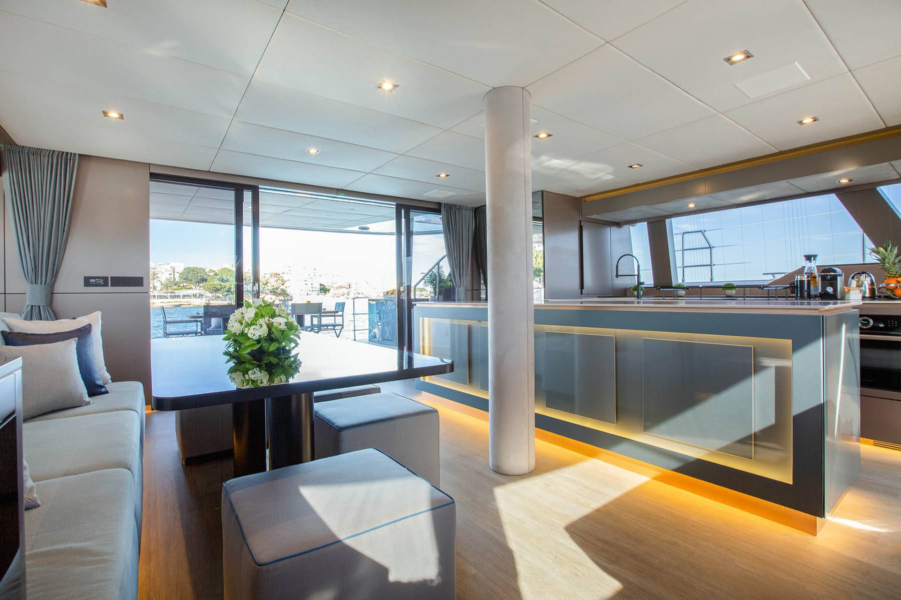 Wide interiorsfor charter Moncada Yachts