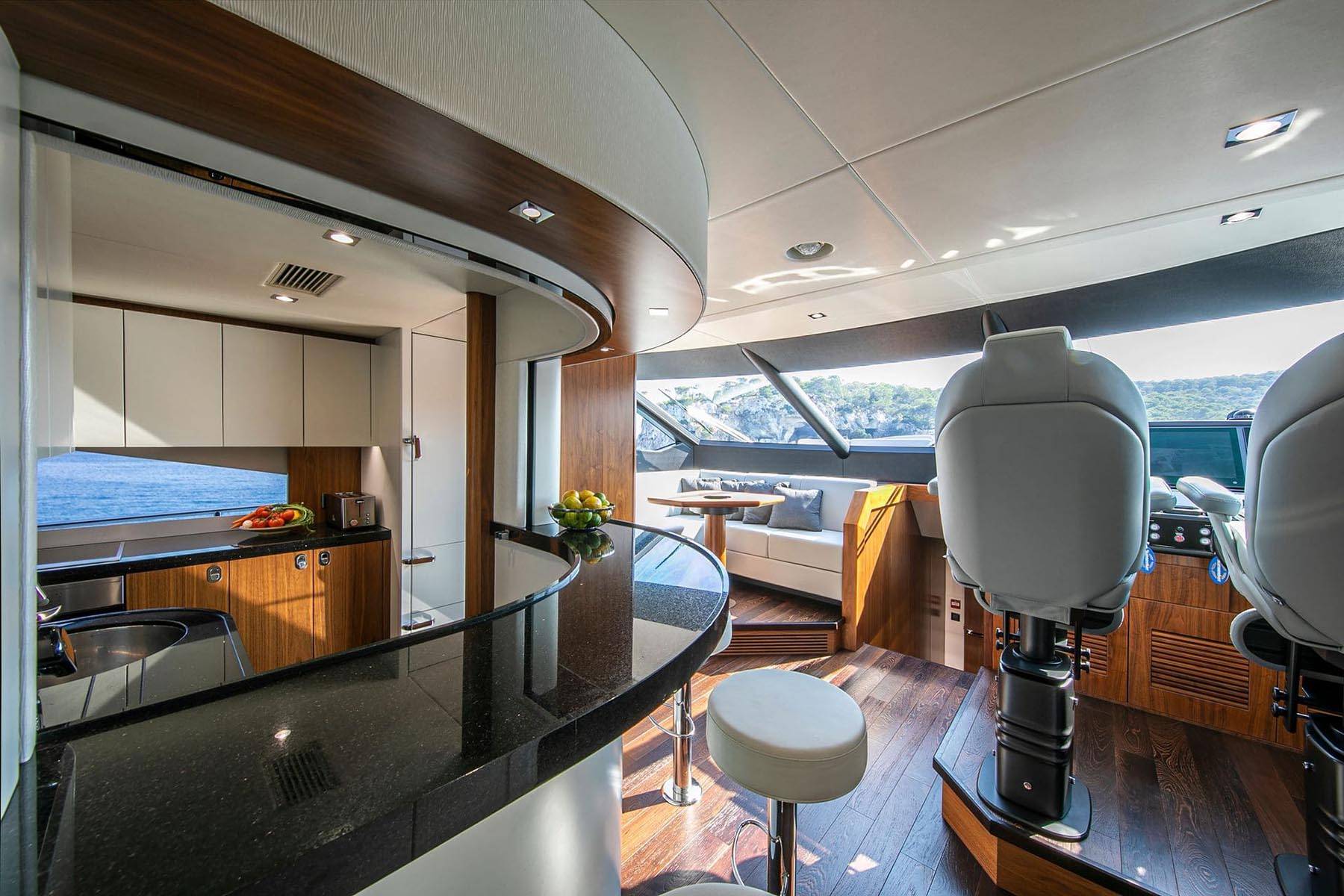 Motor Yacht Rush X  view of galley and cockpit