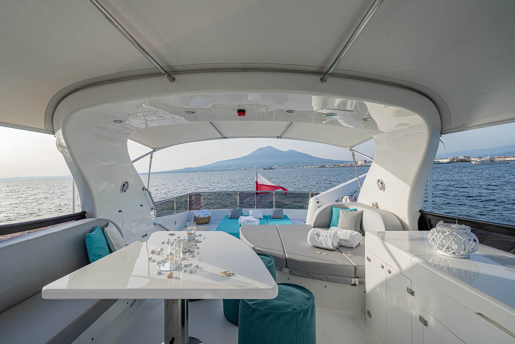 Covered sundeck. Maiora yacht for charter